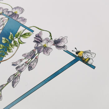 W Is For Wisteria Botanical Print, Personalised, 6 of 9