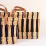 Decorative Reed Storage Basket, Indigo Stripe, thumbnail 4 of 8