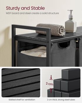 Multi Compartment Laundry Hamper With Removable Bags, 4 of 9