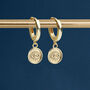 Yellow Gold Plated Evil Eye Hoop Earrings, thumbnail 1 of 10