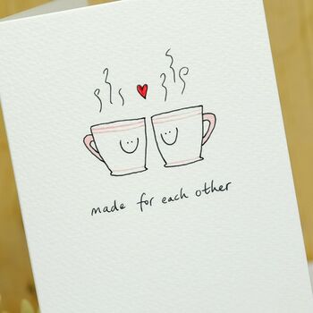 Personalised Coffee Cups In Love Handmade Card, 3 of 5