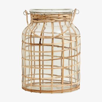 Large Bamboo And Glass Hanging Candle Lantern, 4 of 5