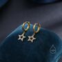 Sterling Silver Tiny Cz Star Huggie Hoop Earrings, thumbnail 4 of 10