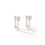 Cubic Zirconia Oval Huggie Earrings, thumbnail 2 of 6