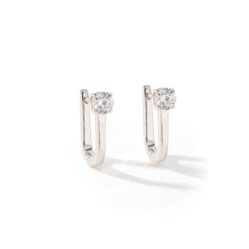 Cubic Zirconia Oval Huggie Earrings, 2 of 6