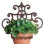Ornate Cast Iron Wall Plant Pot Holder Brown Bracket, thumbnail 3 of 4