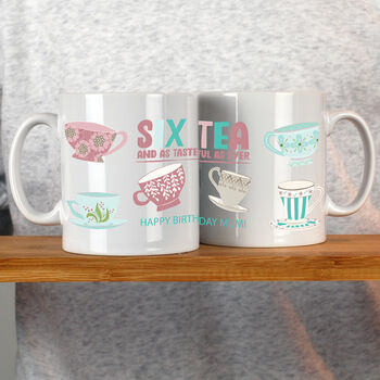 Personalised Six Tea Tea Mug 60th Birthday Gift, 3 of 5