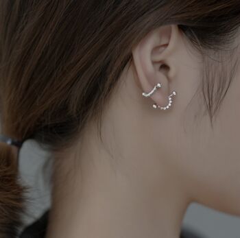 Sterling Silver Crystal Spike Cuff Stud Earrings, 2 of 5