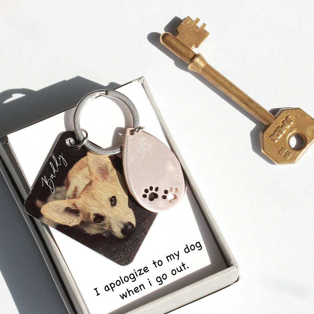 Image of Man's Best Friend Dog Portrait Keyring Letterbox Gift