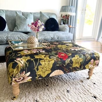 Coffee Table Footstool In Passiflora Velvet, 3 of 3
