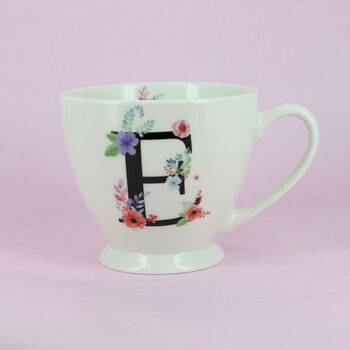 G Decor Floral Alphabet Ceramic Tea Coffee Xl Mug Cup, 9 of 12