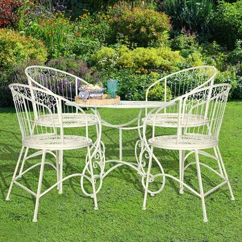Vintage Cream Two Person Garden Bistro Set, 3 of 9