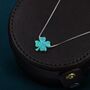 Green Opal Lucky Four Leaf Clover Shamrock Necklace, thumbnail 5 of 9
