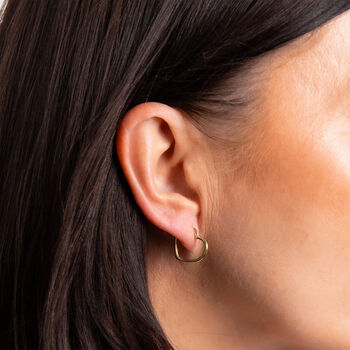 Gold Plated Sterling Silver Heart Hoop Sleeper Earrings – 22mm, 2 of 6