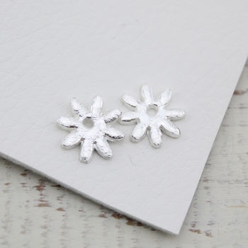 Sterling Silver Daisy Charm Hoops, 7 of 11