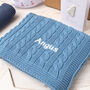 Luxury Boys Slate Blue Cable Baby Blanket, thumbnail 1 of 12