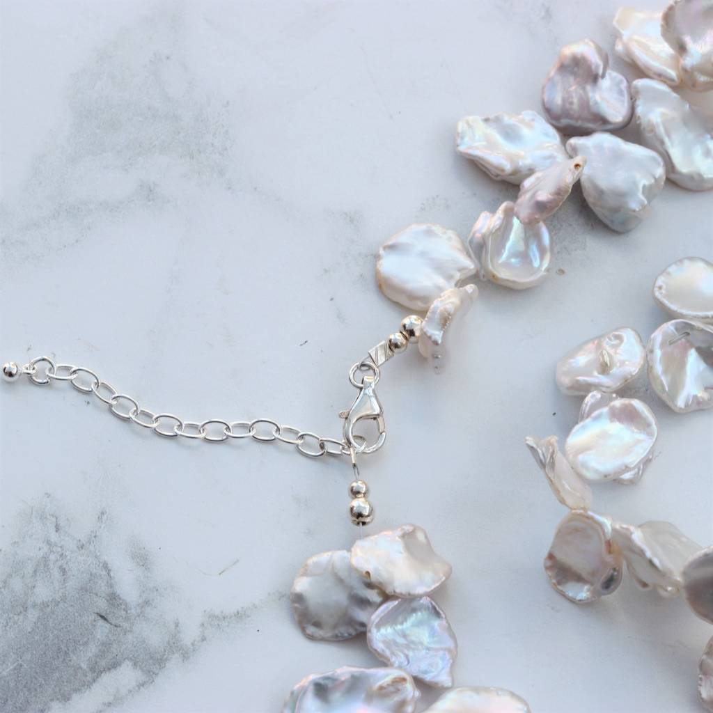 Modern White Keshi Pearl Necklace By Bish Bosh Becca ...