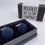 Irish Linen Cufflinks In Dark Navy, thumbnail 2 of 3