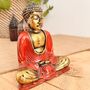 Red Hand Painted Sitting Buddha Meditation Ornament, thumbnail 3 of 4