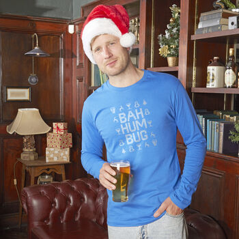 Bah Humbug Men's Anti Christmas Long Sleeved T Shirt, 2 of 8