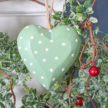 Wooden Green Heart Christmas Tree Decoration, 3 of 3