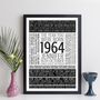 Personalised 60th Birthday Print Gift Year Facts 1964, thumbnail 7 of 12
