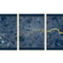 London Triptych Map Screen Prints | Navy And Gold, thumbnail 2 of 6