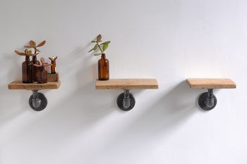 Set Of Three Reclaimed Wood Pipe Shelves, 6 of 7