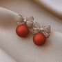 Bauble Ball And Crystal Bow Earring, thumbnail 1 of 3