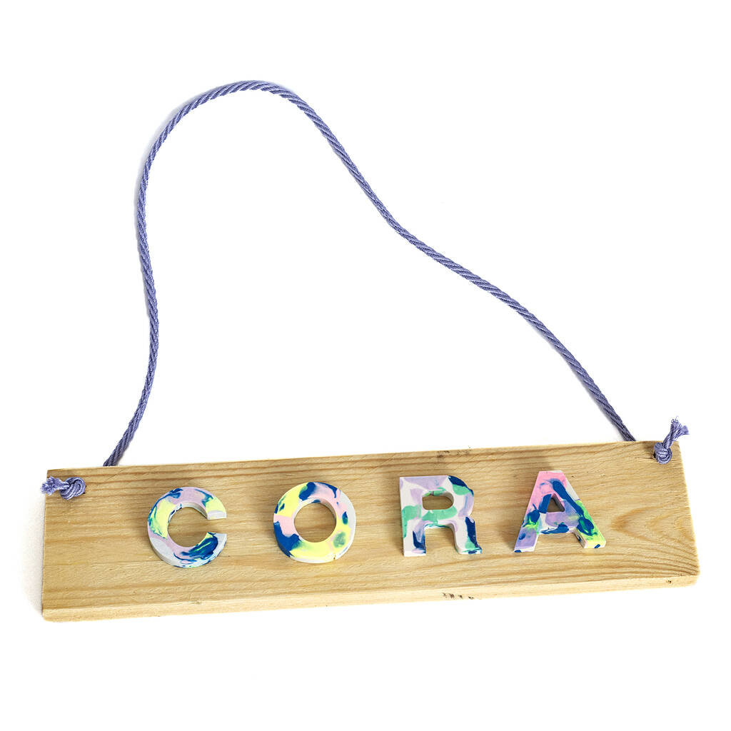 Jesmonite And Reclaimed Wood Door Name Plaque By Nine Angels