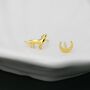 Sterling Silver Wolf And Moon Stud Earrings, thumbnail 5 of 11