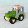 Green Tractor Wooden Push Along Vehicle Toy, thumbnail 1 of 7