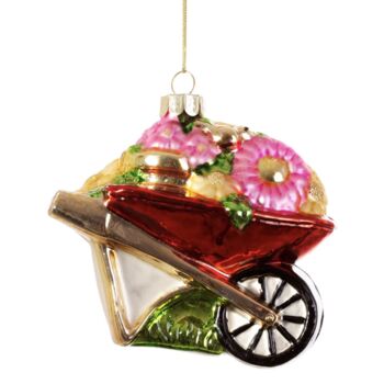 Glass Wheelbarrow Christmas Decoration, 2 of 3