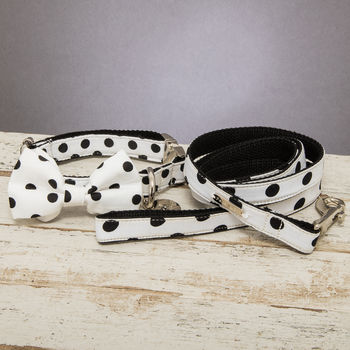 The Mayfair Spotted Dog Collar Bow Tie And Lead Set, 2 of 6