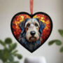 Scottish Deerhound Stained Glass Effect Heart Suncatcher, thumbnail 3 of 5