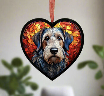 Scottish Deerhound Stained Glass Effect Heart Suncatcher, 3 of 5