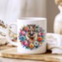 Personalised German Shepherd Floral Summer Dog Wreath Gift Keepsake Mug, thumbnail 1 of 2