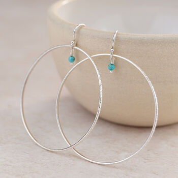 Sterling Silver And Turquoise Celestial Hoop Earrings, 3 of 3