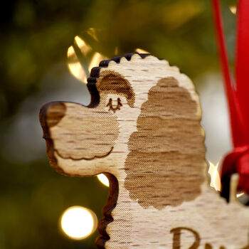 Personalised Wooden Labradoodle Dog Xmas Decoration, 5 of 6