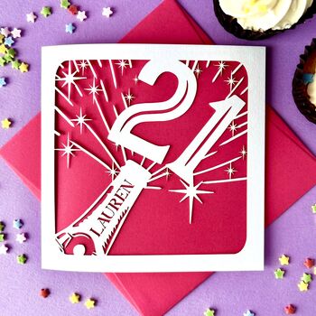 Champagne Bottle Personalised 21st Birthday Card, 2 of 4