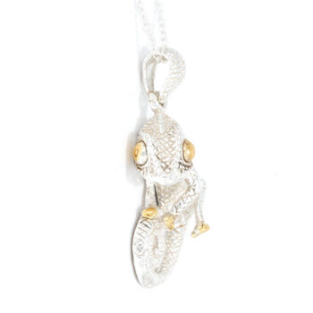 Chameleon Necklace/Pendant In Gold And Silver, 2 of 2