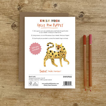 Cheetah Split Pin Puppet A5 Activity Greeting Card, 2 of 4