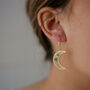 Crescent Moon Flower Gold Plated Earrings, thumbnail 1 of 9