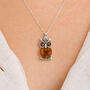 Sterling Silver Baltic Amber Owl Necklace, thumbnail 1 of 12