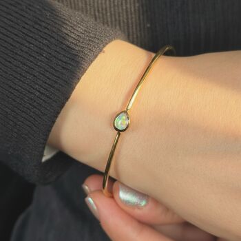 Opal October Birthstone Crystal Gold Plated Bangle, 4 of 5