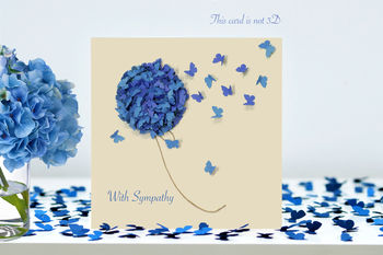 Butterfly Thinking Of You Blue Hydrangea Card, Not 3D, 10 of 11
