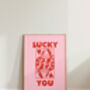 Pink Queen Of Hearts Lucky You Wall Print, thumbnail 3 of 5