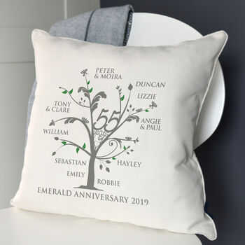Personalised Emerald Anniversary Family Tree Cushion, 3 of 4