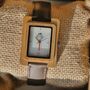 Coral White Face Bamboo Watch With Leather Strap, thumbnail 1 of 8