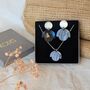 Art Deco Inspired Blue Bloom Necklace And Earrings Set, thumbnail 1 of 4